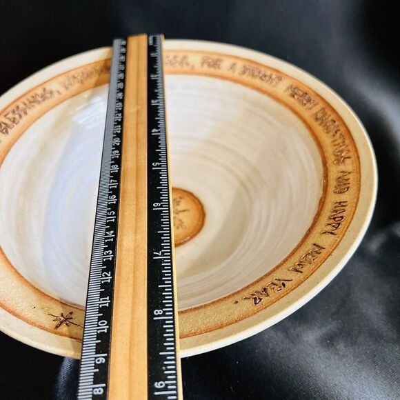 Exquisite Stoneware Studio Art Pottery Large Bowl Signed Christmas Blessing OOAK - Picture 7 of 9